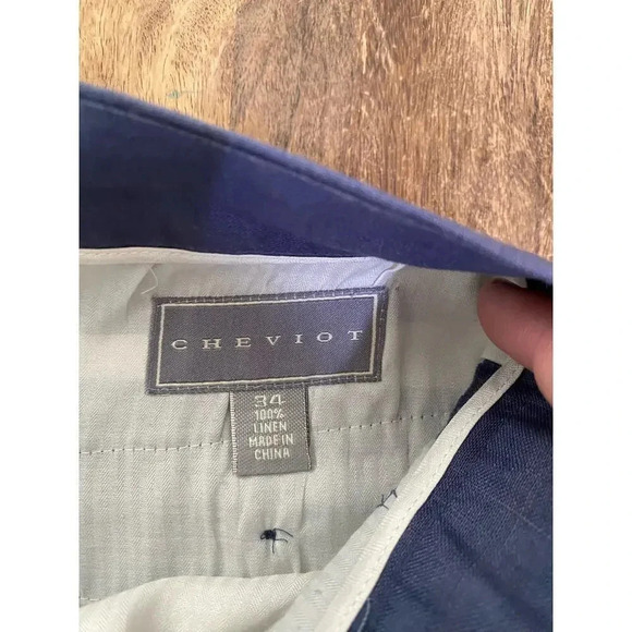 Cheviot Blue Medium
 linen Chino Shorts Size 34 - Picture 4 of 4